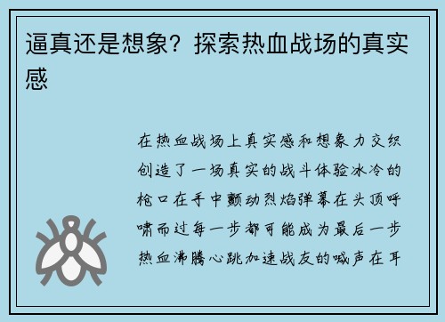 逼真还是想象？探索热血战场的真实感